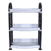 Heart Home Organising Rack|Unbreakable Plastic 3 Shelves Kitchen Storage Stand|Durable Wall Mounted Jar Kitchen Utensils Organizer (Gray)